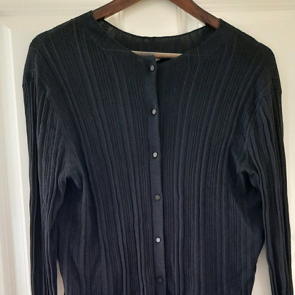 MM LAFLEUR Classic Black Knit Button Cardigan size L